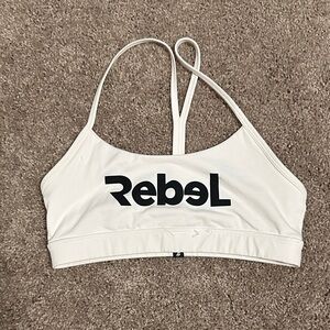 Rebels Cream Sports Bra with Black Print